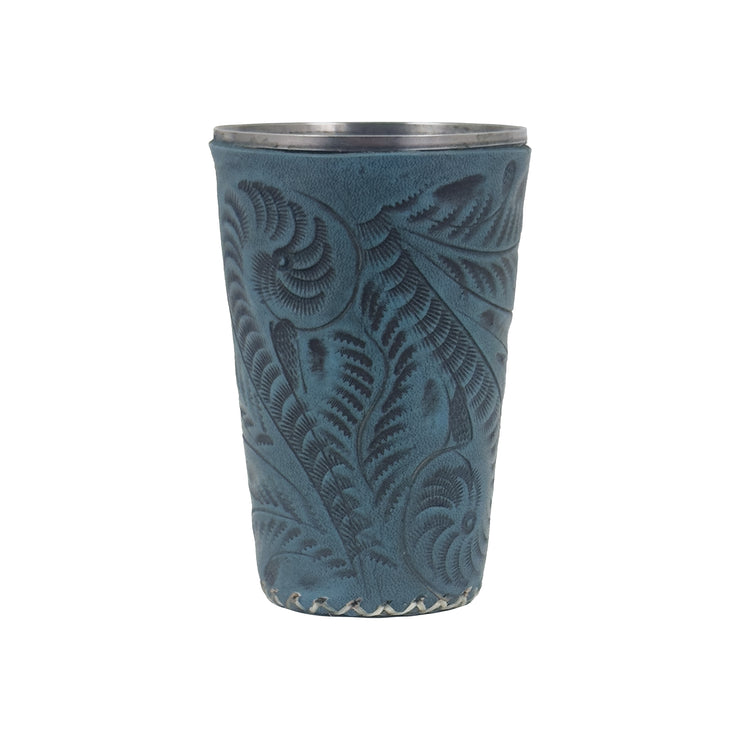American West at Home Stainless Steel Cup with Tooled Leather