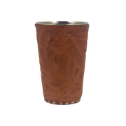 American West at Home Stainless Steel Cup with Tooled Leather