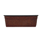 American West at Home 14" Rectangle Planter with Tooled Leather - Medium