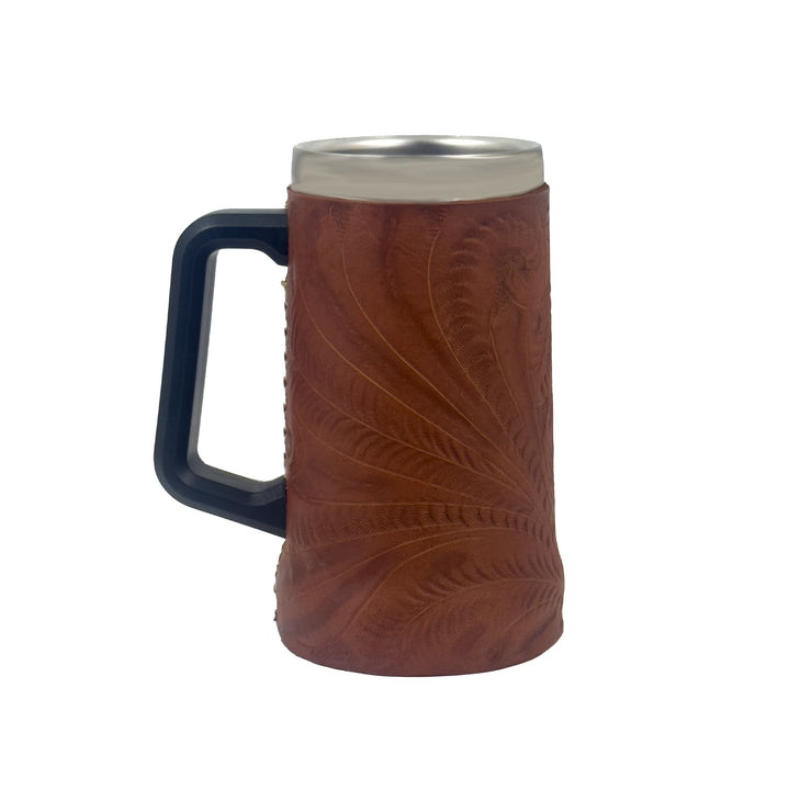American West at Home Insulated Beer/Beverage Mug with Tooled Leather