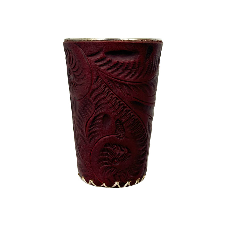 American West at Home Stainless Steel Cup with Tooled Leather