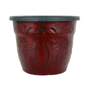 American West at Home 10" Round Planter with Tooled Leather - Large