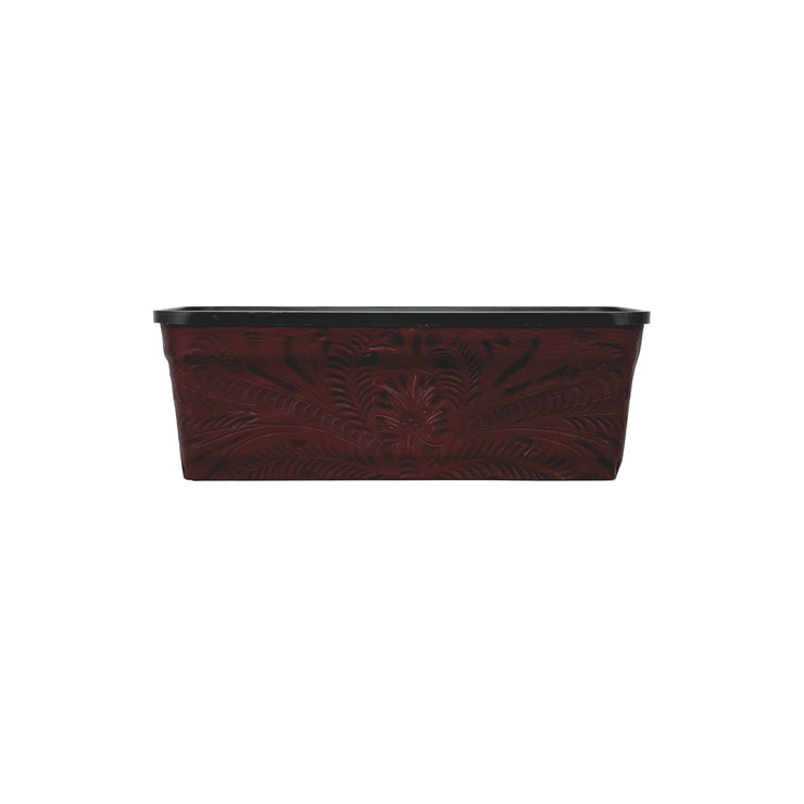 American West at Home 10" Rectangle Planter with Tooled Leather - Small