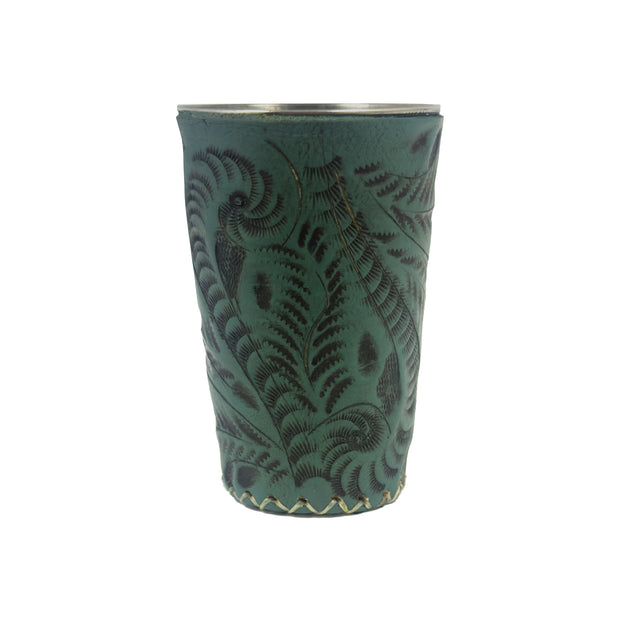 American West at Home Stainless Steel Cup with Tooled Leather