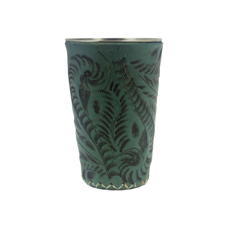 American West at Home Stainless Steel Cup with Tooled Leather