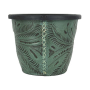 American West at Home 6.5" Round Planter with Tooled Leather - Medium