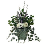American West at Home 6.5" Round Planter with Tooled Leather - Medium