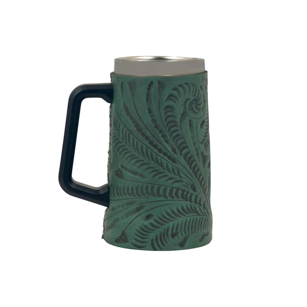 American West at Home Insulated Beer/Beverage Mug with Tooled Leather