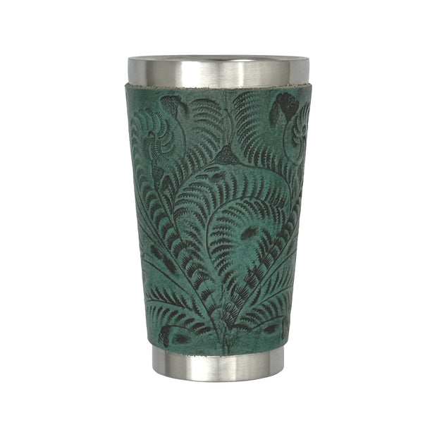 American West at Home Insulated Stainless Steel Cup with Tooled Leather