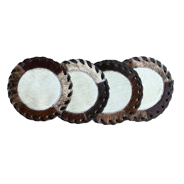 Hair-On Hide 5" Round Coaster with Suede Backing