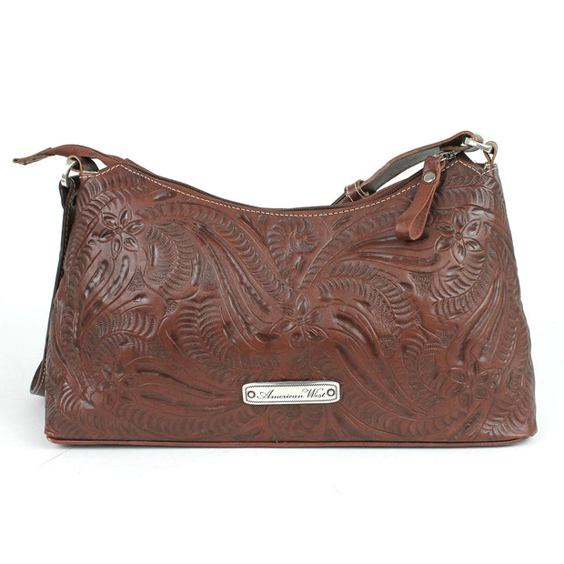 Lady Lace Zip-Top Shoulder Bag - Dark Brown
