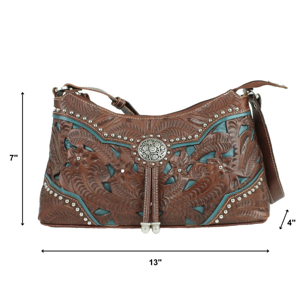 Lady Lace Zip-Top Shoulder Bag - Dark Brown