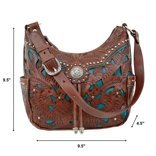 Lady Lace Zip-Top Everyday Hobo w/ Side Pockets - Dark Brown