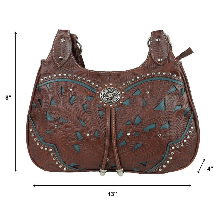 Lady Lace 3 Compartment Zip-Top Scoop Tote - Dark Brown