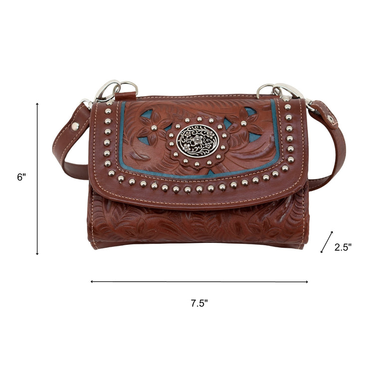 Lady Lace Texas Two-Step Crossbody Bag/Wallet - Dark Brown