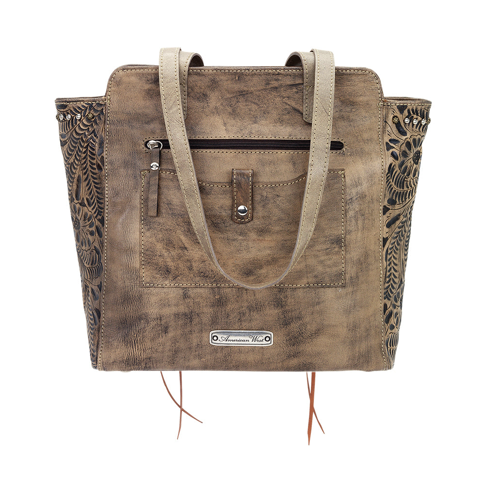 Back view of Navajo Soul tote with a zippered pocket