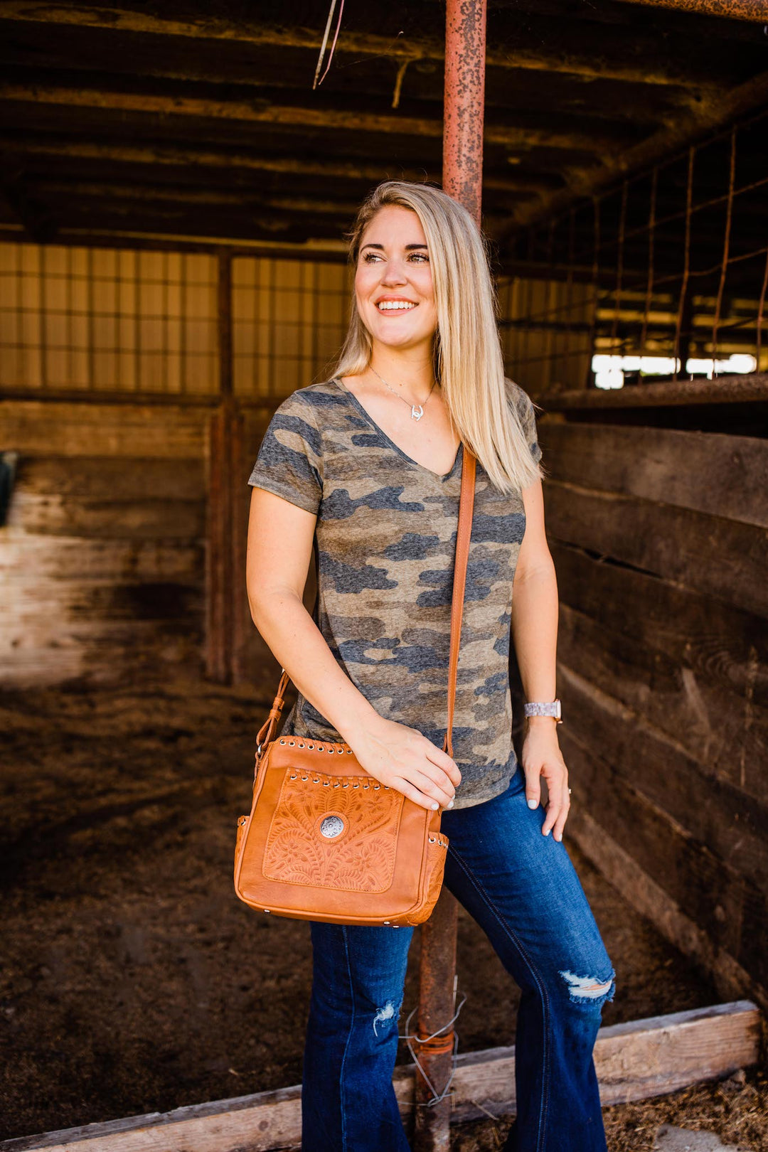 Harvest Moon All Access Zip Top Crossbody Bag – Hand Tooled Genuine Leather