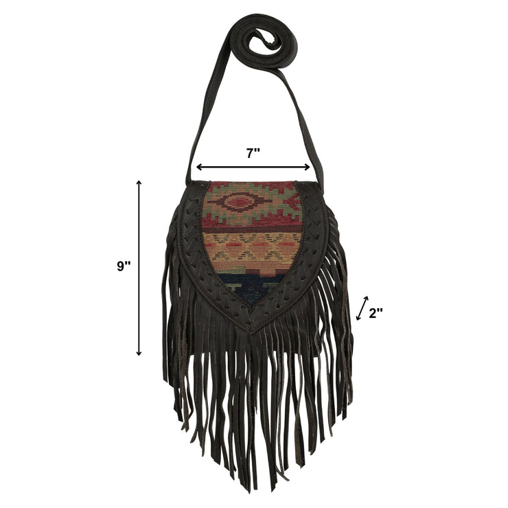 V Flap Fringe Crossbody Purse