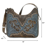 American West Blue Ridge Distressed Charcoal Leather Crossbody Bag – The  Western Company