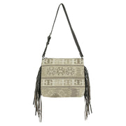 Woven Tapestry Shoulder Bag w/ Ultra Soft Leather