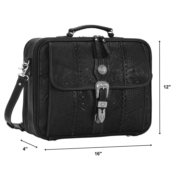 Classic Laptop Briefcase – Hand Tooled Genuine Leather
