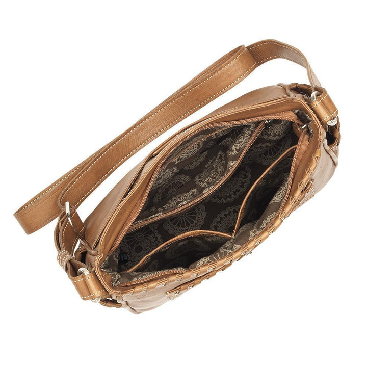 Harvest Moon All Access Zip Top Crossbody Bag – Hand Tooled Genuine Leather