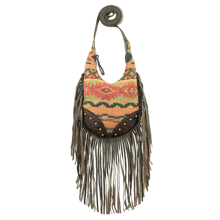 Woven Tapestry Fringed Cowgirl Hobo Crossbody