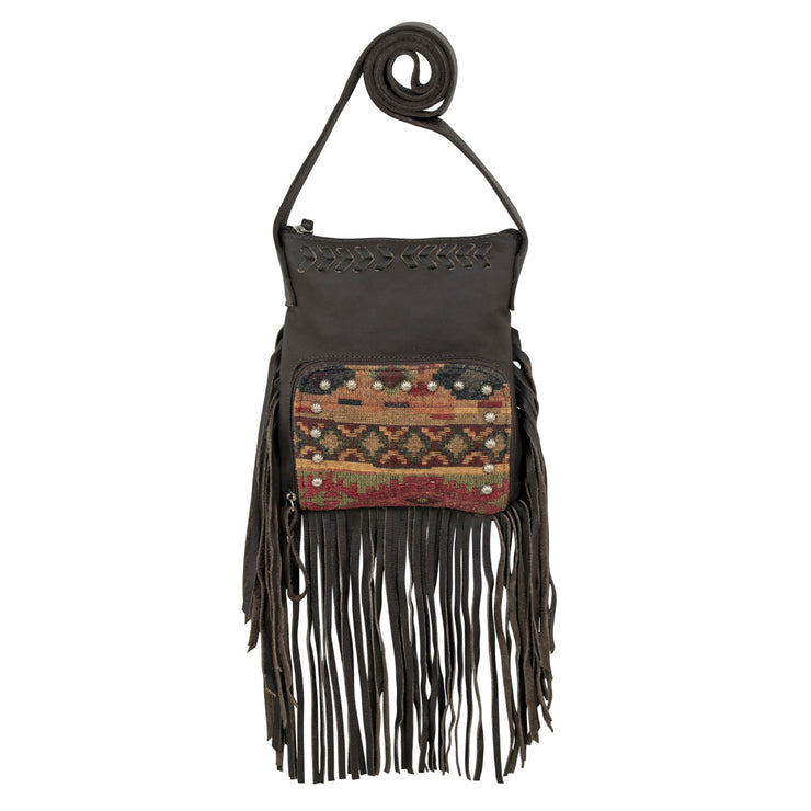 Woven Tapestry Fringed Cowgirl Crossbody w/ Front Compartment
