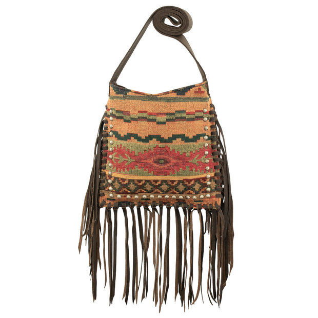 Woven Tapestry Fringed Cowgirl Messenger Crossbody