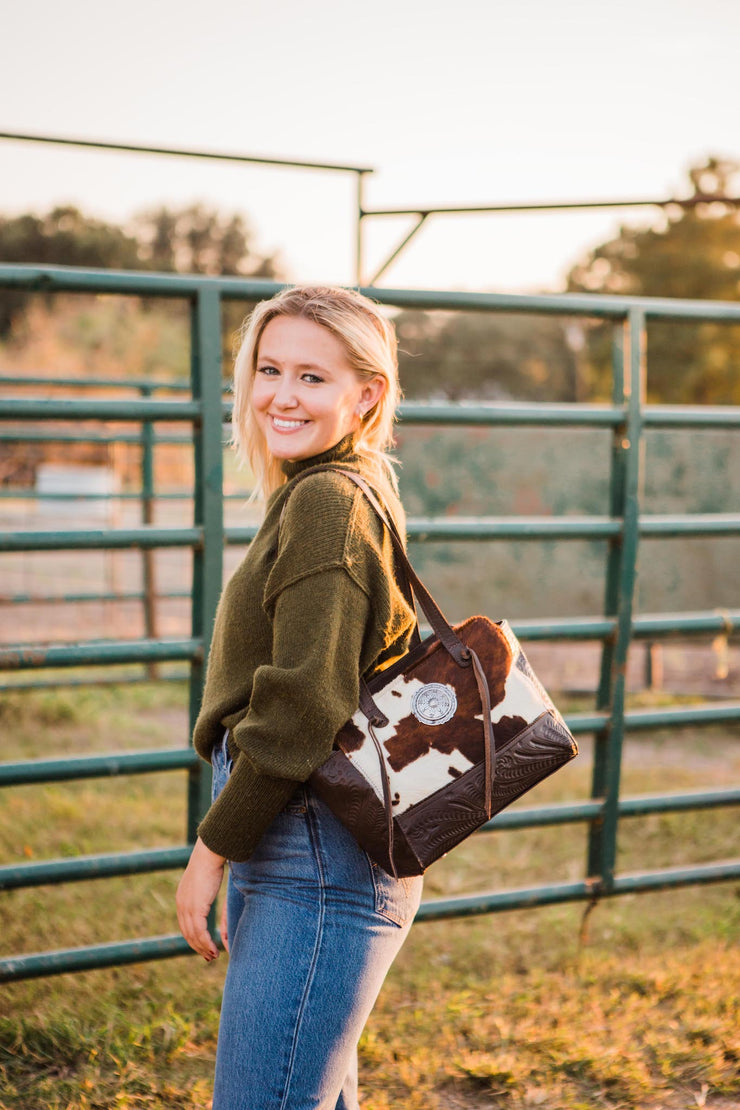 Hair-On Tote w/ Conceal Carry Pocket