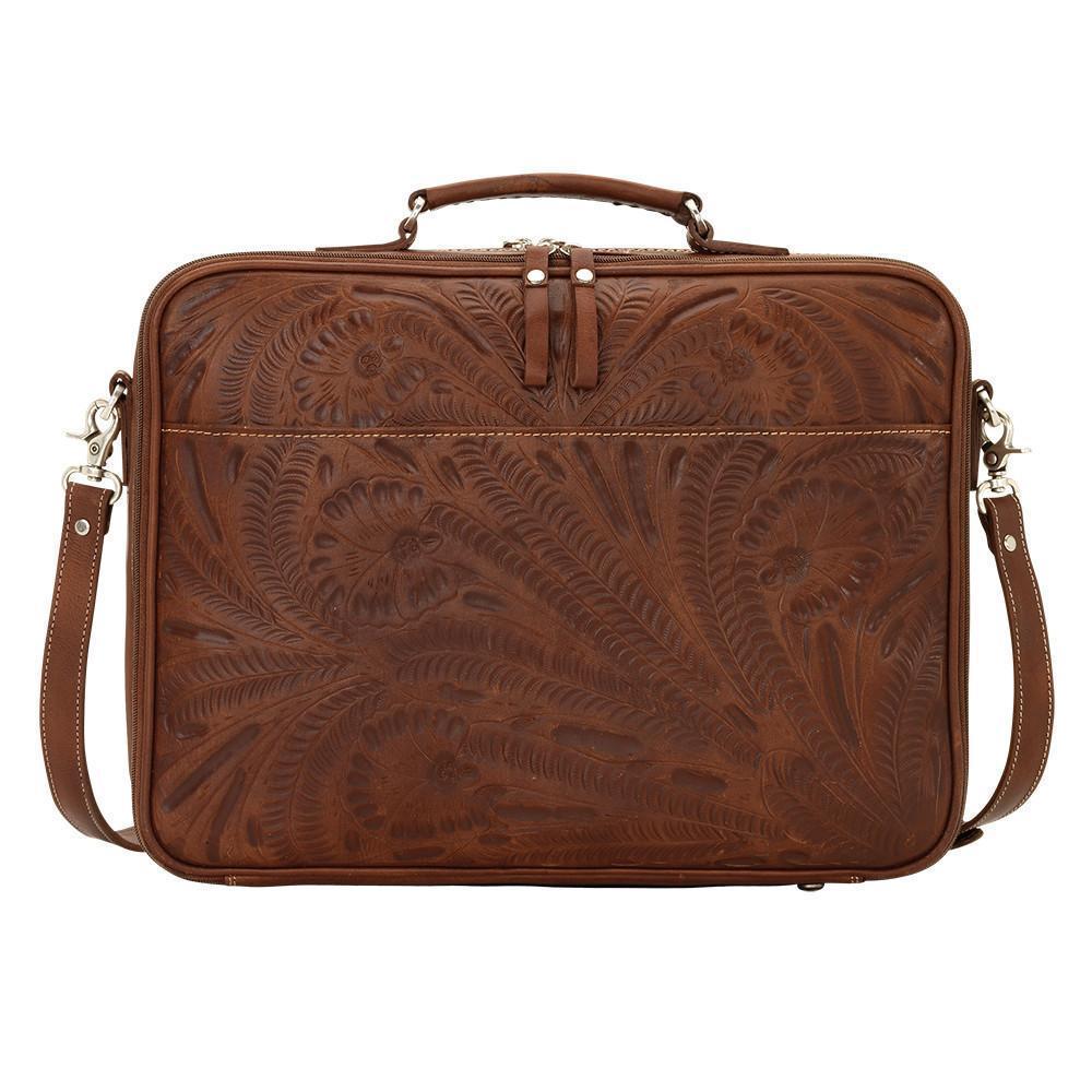Classic Laptop Briefcase – Hand Tooled Genuine Leather