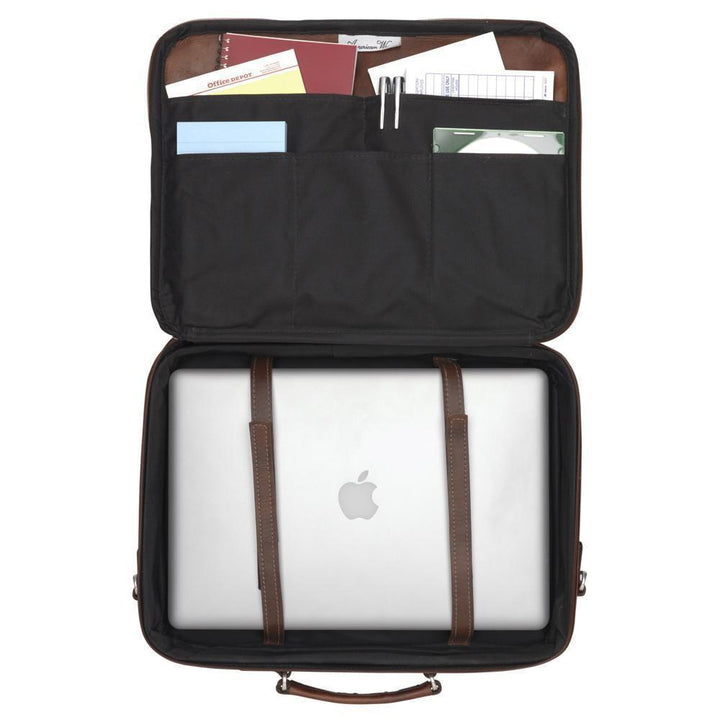 Classic Laptop Briefcase – Hand Tooled Genuine Leather
