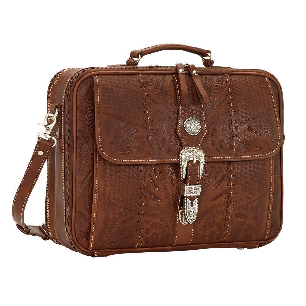 Classic Laptop Briefcase – Hand Tooled Genuine Leather