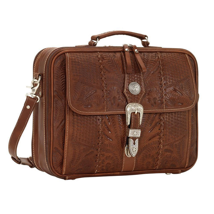 Classic Laptop Briefcase – Hand Tooled Genuine Leather