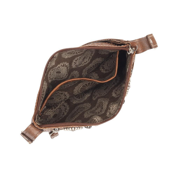 Hitchin’ Post Trail Rider Crossbody/Hip Bag - Hand Tooled Genuine Leather