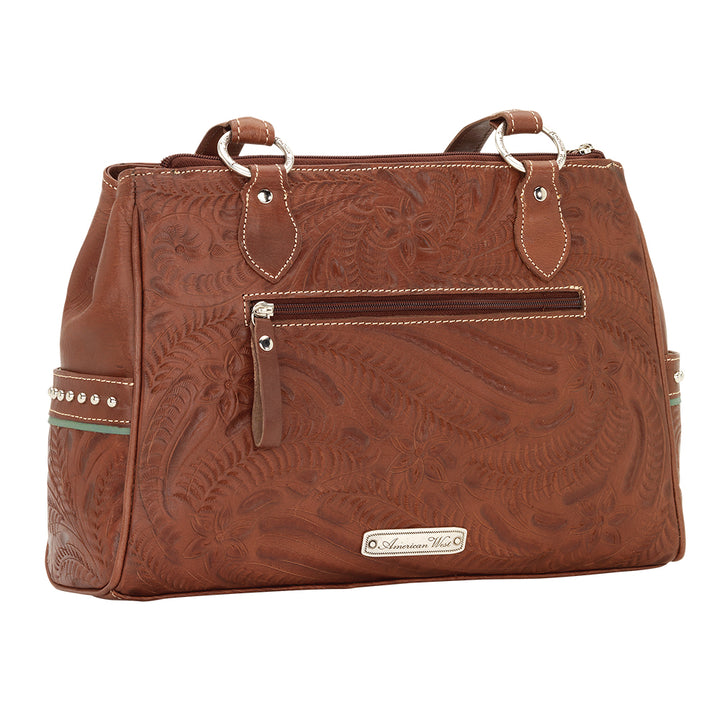 Back view of Lady Lace multi-compartment organizer tote with zippered pocket