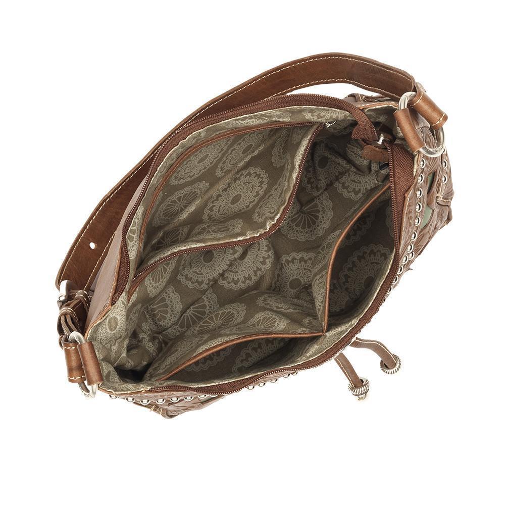 Inside view of Lady Lace hobo bag with two side pockets