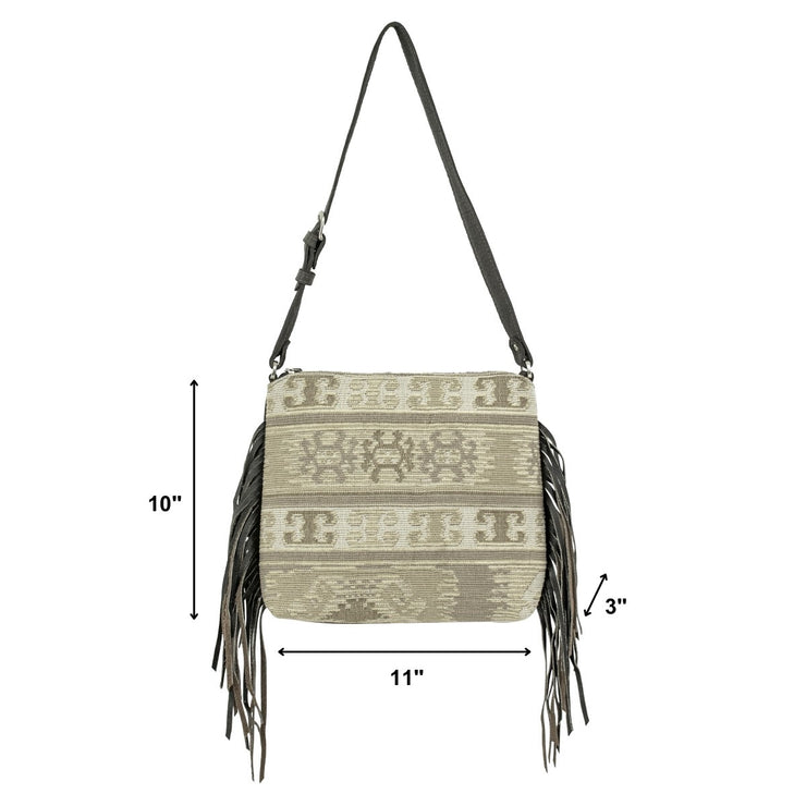 Woven Tapestry Shoulder Bag w/ Ultra Soft Leather
