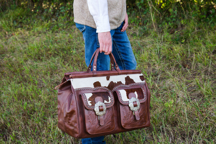 Cowtown Zip-Top Duffel Bag w/ Hair-On Hide